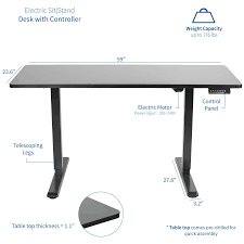 VIVO 60" x 24" Electric Desk with Black Frame and Memory Pad