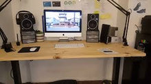 Load image into Gallery viewer, VIVO Electric Dual Motor Stand Up Desk Frame with Cable Management Rack, Ergonomic Height Adjustable Standing DIY Workstation, DESK-V103. You can DYI your own Standing Desk with this potent frame, thick leg in steel construction with a load capacity of 275 pounds! Its three piece telescopic height adjustment legs go from sitting to standing in seconds with a touch of a button. Hidden multi-motors speed up the lift mechanism by 1.5&quot; per second! 