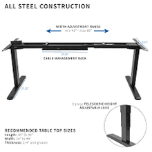 Load image into Gallery viewer, VIVO DUAL MOTOR ELECTRIC STAND UP DESK FRAME WITH CABLE  MANAGEMENT RACK, ERGONOMIC