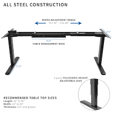 VIVO DUAL MOTOR ELECTRIC STAND UP DESK FRAME WITH CABLE  MANAGEMENT RACK, ERGONOMIC