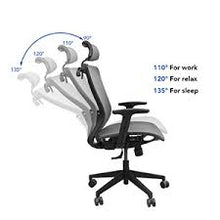 Load image into Gallery viewer, FlexiSpot OC3B Ergonomic Executive Office Chair Swivel Height Adjustable Seat Headrest Armrest on Caster Wheels Black Mesh Seat (Advanced)  90° -135° tilt adjustment,find the most comfortable position of yours.