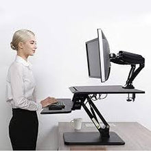 Load image into Gallery viewer, FlexiSpot M5MB Desk Riser, 32 Inch Height-Adjustable Standing Desk Converter with Quick Release Keyboard Tray