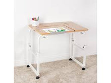 Load image into Gallery viewer, VIVO Mobile Height Adjustable Desk for Kids and Adults | Interactive Workstation Spacious desk with rolling lockable caster to move around. Ease for kids&#39; little fingers. Cup holder, interactive top to release the inner creativity. Height and lenght adjustable to fit couches, chairs, beds.