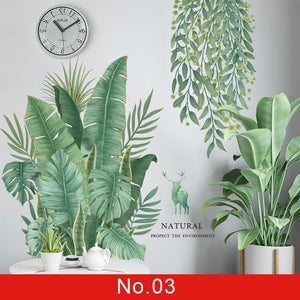 Nature Green Leaf Weed Wall Sticker for Bedroom Living room Décor 3D Tile Stickers Vinyl Wall Decals wallpaper Home Decoration
