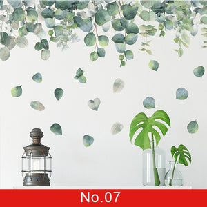 Nature Green Leaf Weed Wall Sticker for Bedroom Living room Décor 3D Tile Stickers Vinyl Wall Decals wallpaper Home Decoration