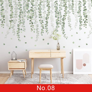 Nature Green Leaf Weed Wall Sticker for Bedroom Living room Décor 3D Tile Stickers Vinyl Wall Decals wallpaper Home Decoration