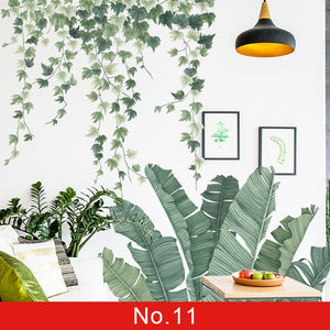 Nature Green Leaf Weed Wall Sticker for Bedroom Living room Décor 3D Tile Stickers Vinyl Wall Decals wallpaper Home Decoration