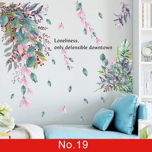 Nature Green Leaf Weed Wall Sticker for Bedroom Living room Décor 3D Tile Stickers Vinyl Wall Decals wallpaper Home Decoration