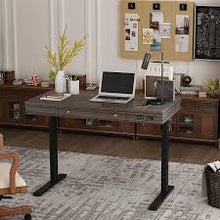 Load image into Gallery viewer, Classy Height Adjustable Standing Desk with 3 USB ports for your convenience. Large Drawer. Smooth Movement up and down with Basic Keypad.Desktop 47.6&quot; (W) x 23.6&quot;(D).