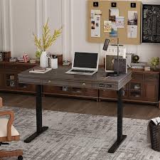 Classy Height Adjustable Standing Desk with 3 USB ports for your convenience. Large Drawer. Smooth Movement up and down with Basic Keypad.Desktop 47.6