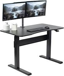 VIVO Electric Height Adjustable 43 x 24 inch Memory Stand Up Desk, Dark Walnut