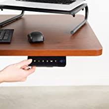 VIVO Electric Height Adjustable 43 x 24 inch Memory Stand Up Desk, Dark Walnut